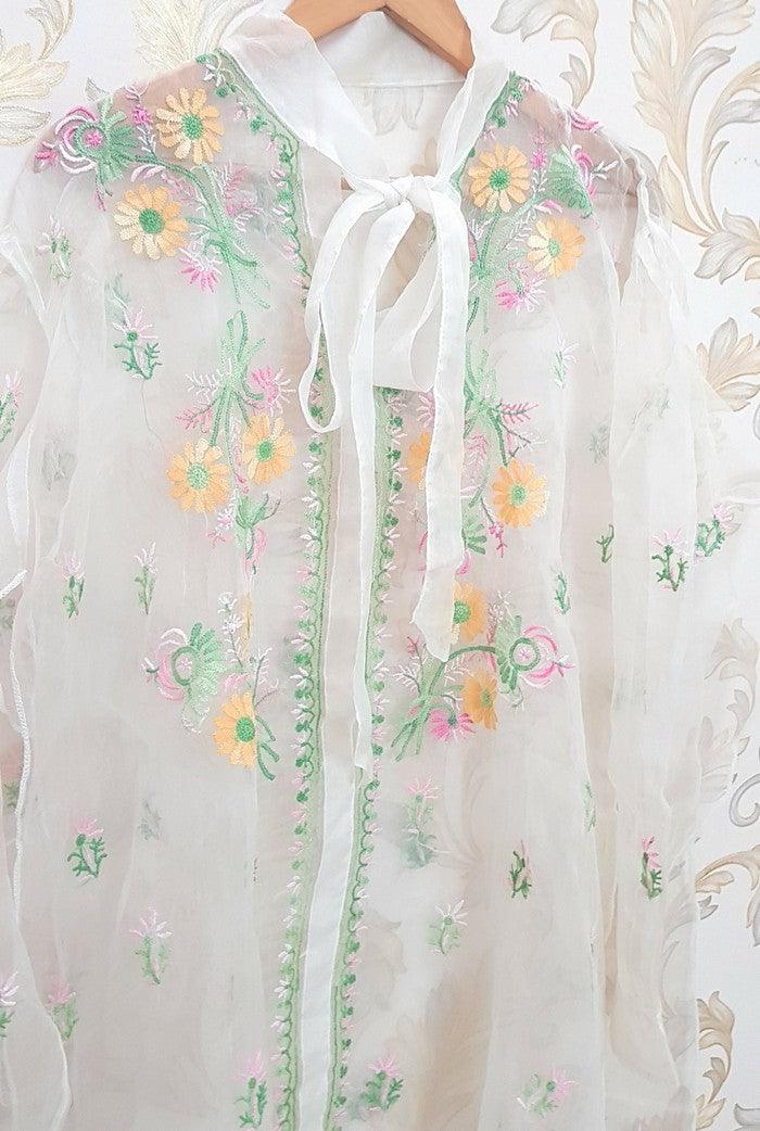 Chikankari Organza Top ( Semistitched ) - Adah Chikankari