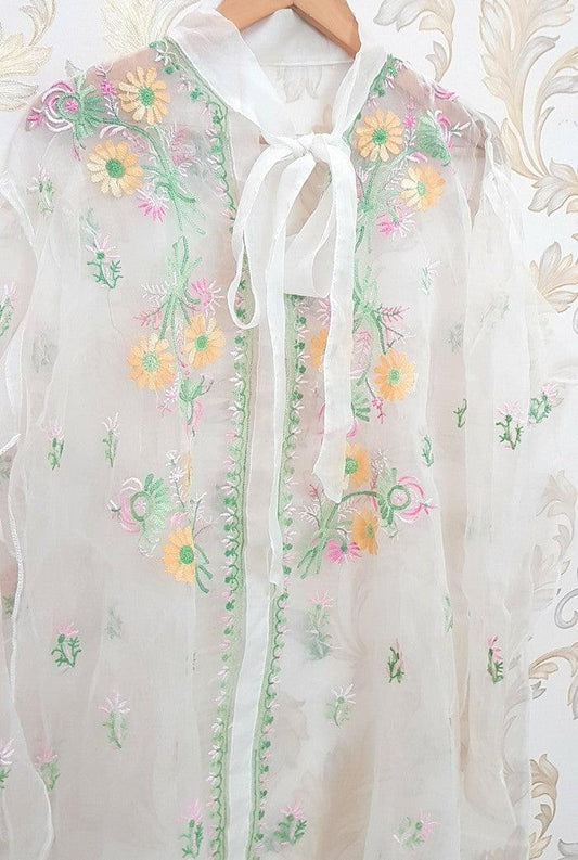 Chikankari Organza Top ( Semistitched ) - Adah Chikankari