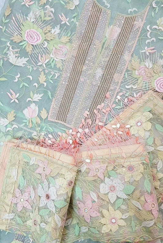 Chikankari Designer Organza Suit - Adah Chikankari
