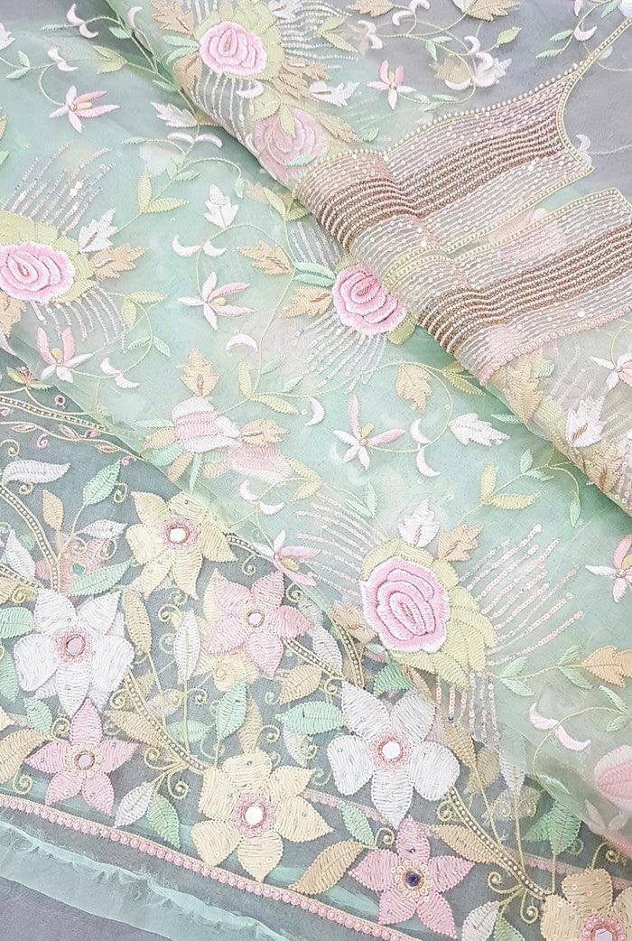 Chikankari Designer Organza Suit - Adah Chikankari