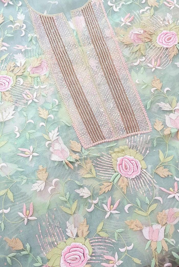 Chikankari Designer Organza Suit - Adah Chikankari