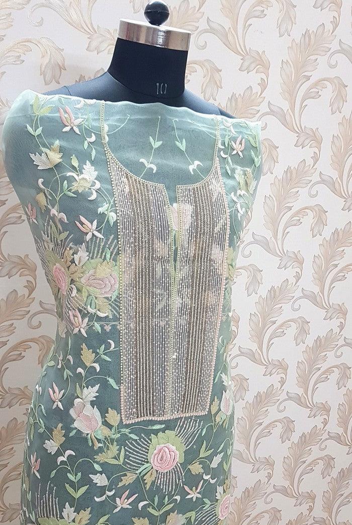 Chikankari Designer Organza Suit - Adah Chikankari