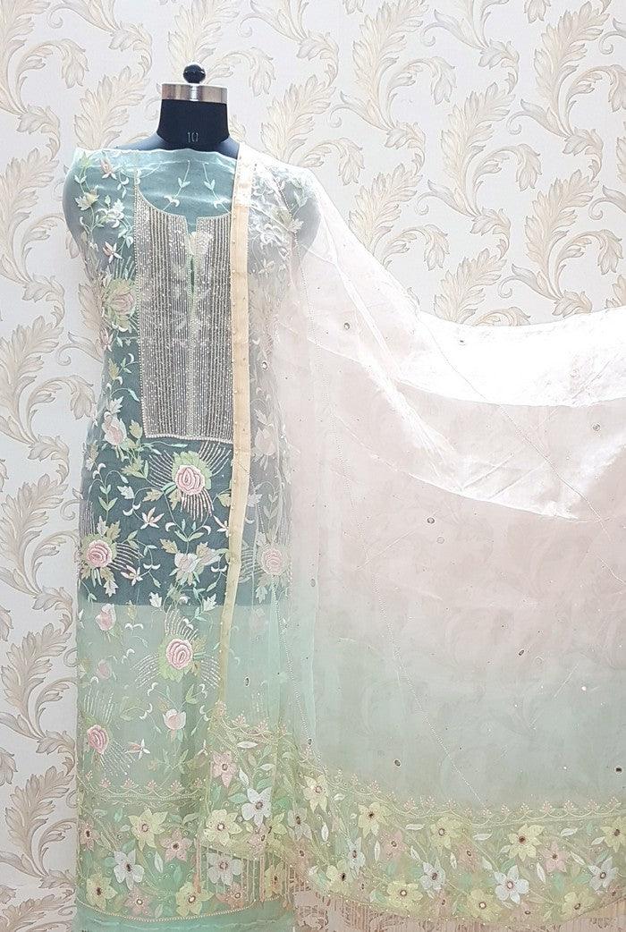 Chikankari Designer Organza Suit - Adah Chikankari