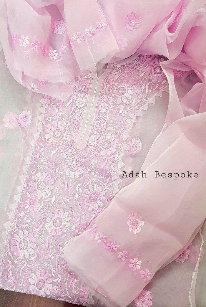 Chikankari Pure Organza Silk ( Kurta & Dupatta ) - Adah Chikankari