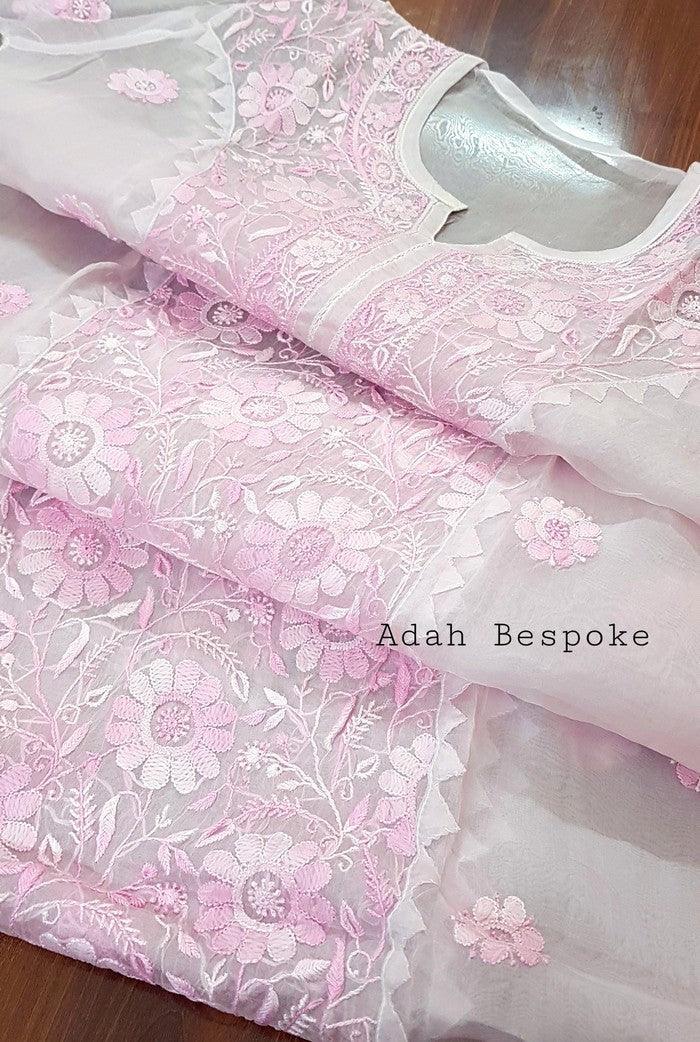 Chikankari Pure Organza Silk ( Kurta & Dupatta ) - Adah Chikankari