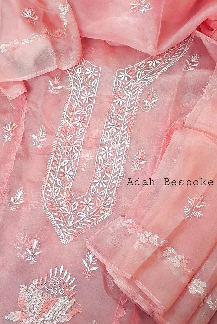 Chikankari Pure Organza Silk ( Kurta & Dupatta ) - Adah Chikankari