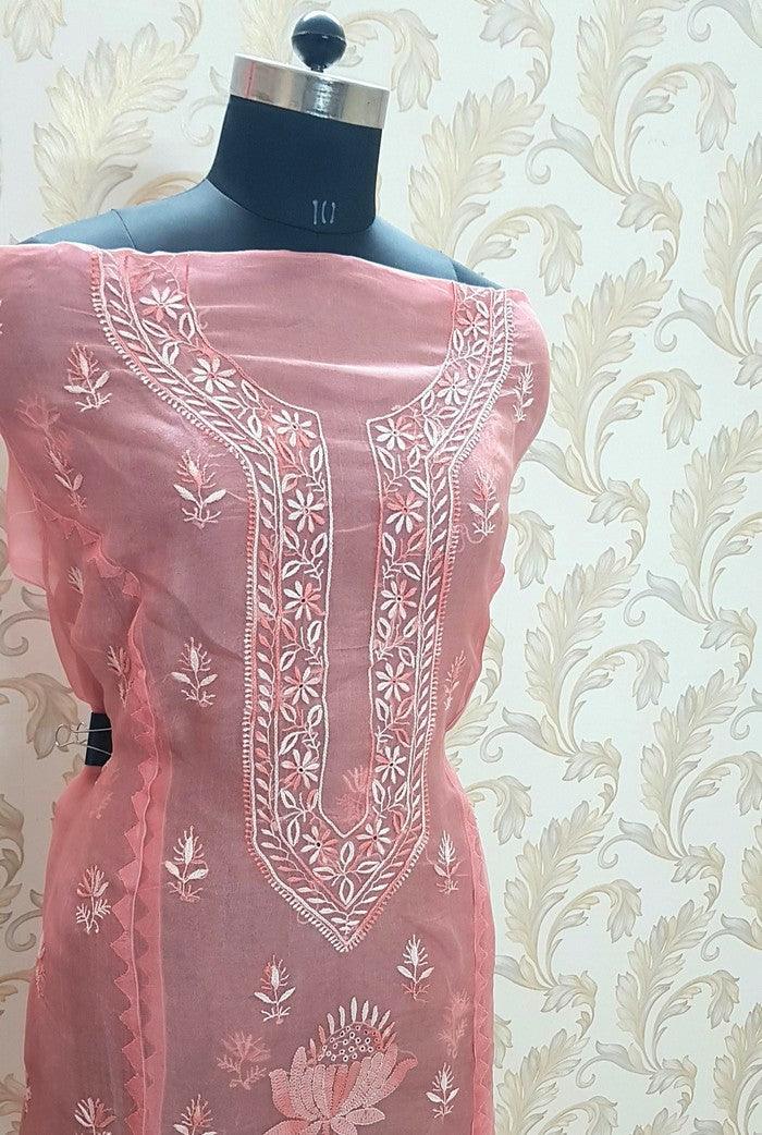 Chikankari Pure Organza Silk ( Kurta & Dupatta ) - Adah Chikankari