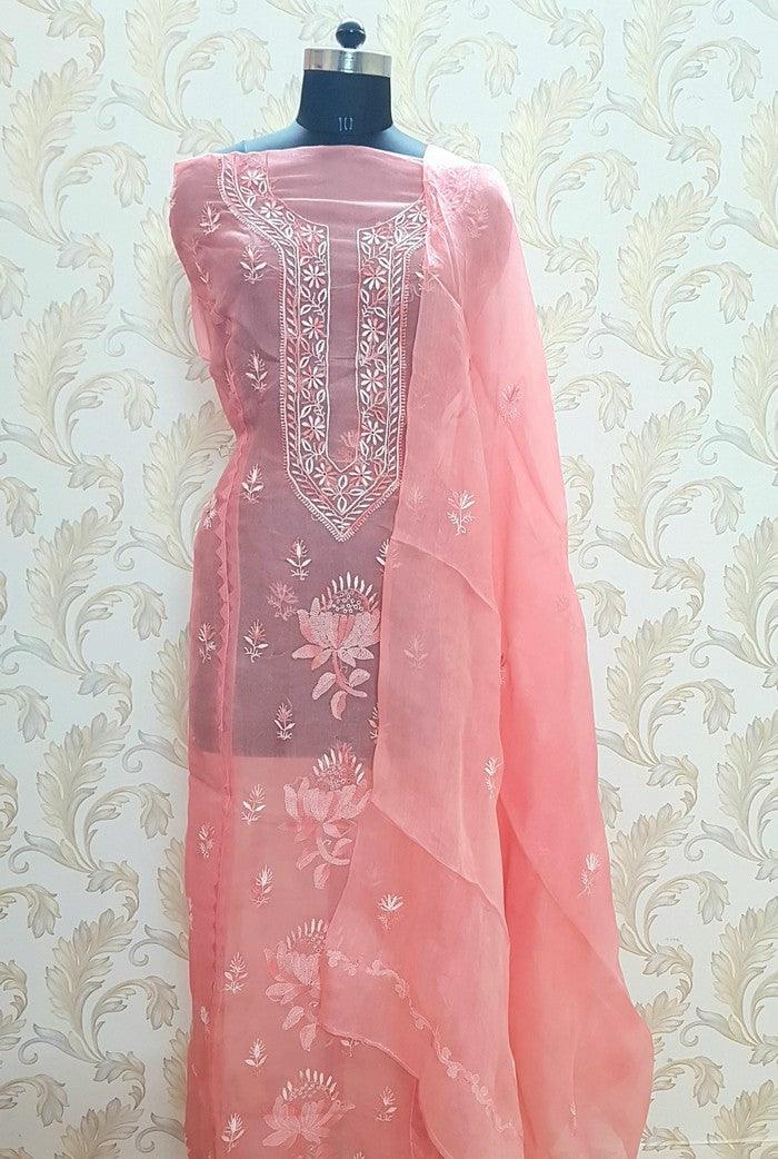 Chikankari Pure Organza Silk ( Kurta & Dupatta ) - Adah Chikankari