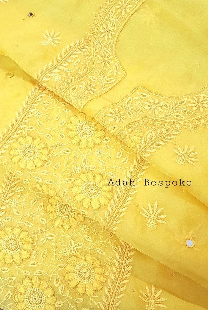 Chikankari Pure Organza Silk ( Pearl Work ) - Adah Chikankari