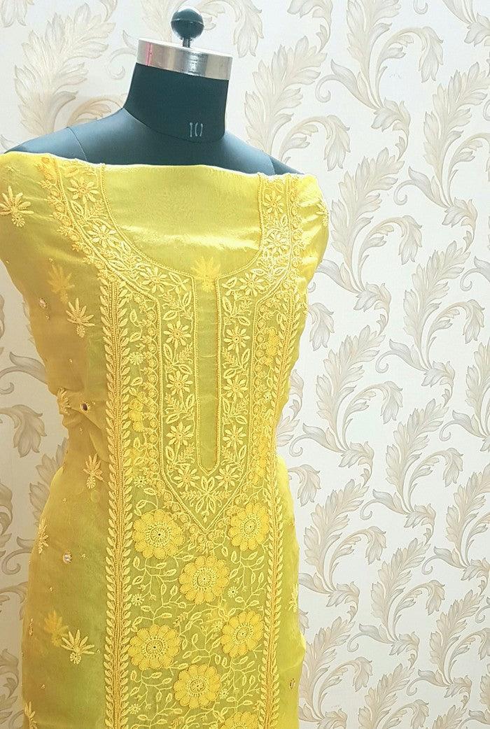 Chikankari Pure Organza Silk ( Pearl Work ) - Adah Chikankari