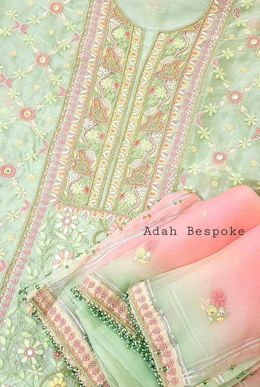 Chikankari Designer Organza Suit - Adah Chikankari