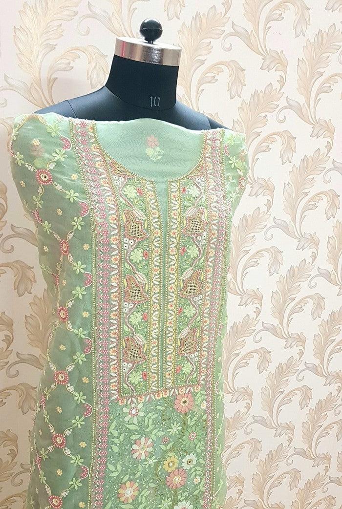 Chikankari Designer Organza Suit - Adah Chikankari