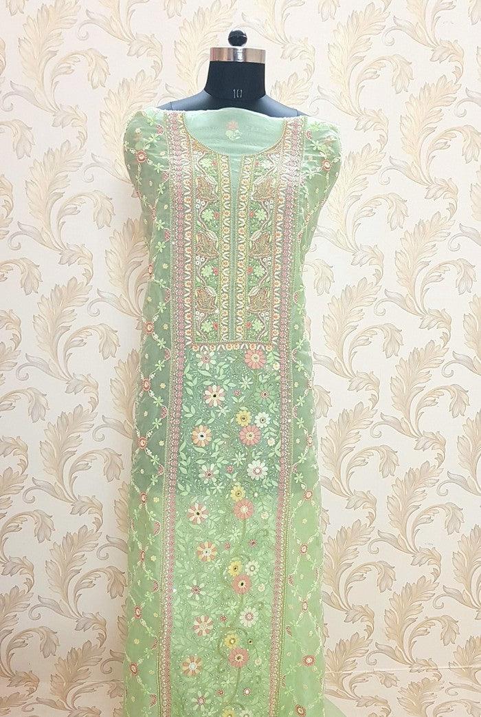 Chikankari Designer Organza Suit - Adah Chikankari