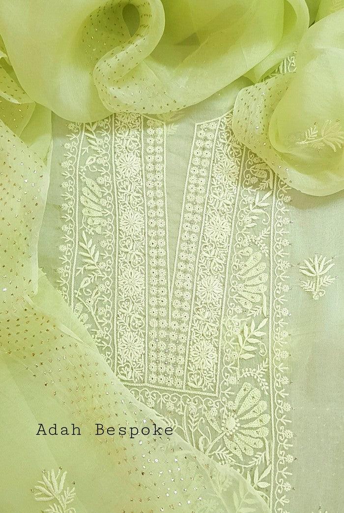 Chikankari Pure Organza Silk ( Kurta & Dupatta ) - Adah Chikankari