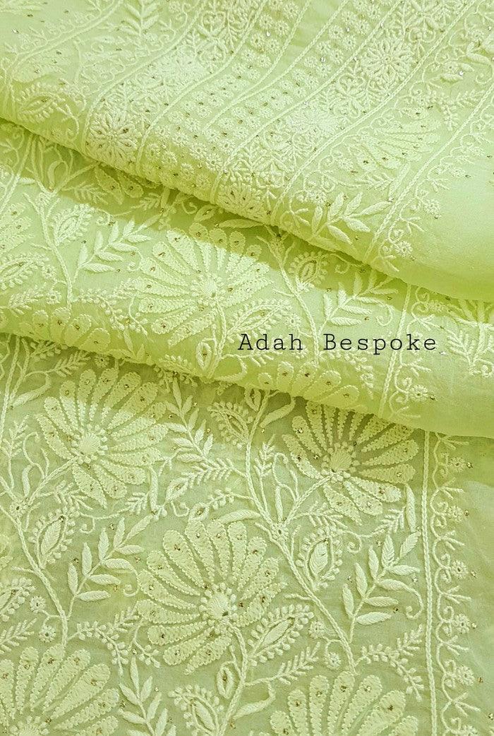 Chikankari Pure Organza Silk ( Kurta & Dupatta ) - Adah Chikankari