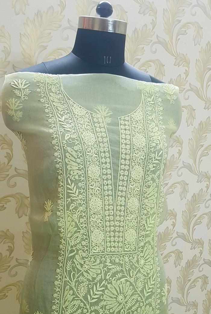 Chikankari Pure Organza Silk ( Kurta & Dupatta ) - Adah Chikankari