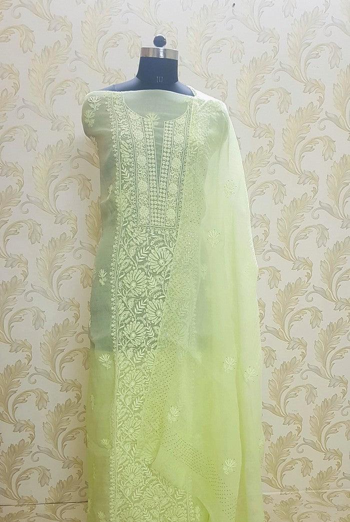 Chikankari Pure Organza Silk ( Kurta & Dupatta ) - Adah Chikankari