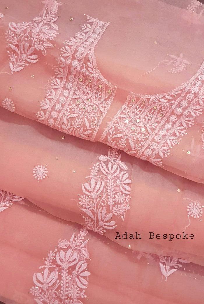 Chikankari Pure Organza Silk ( Kurta & Dupatta ) - Adah Chikankari