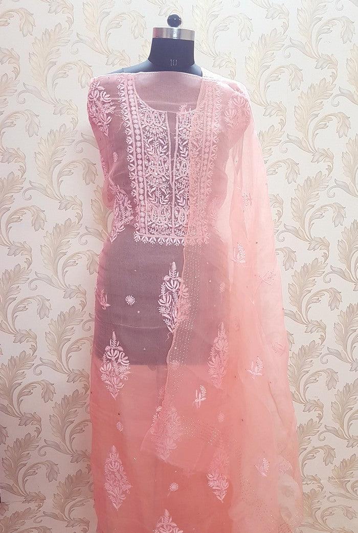 Chikankari Pure Organza Silk ( Kurta & Dupatta ) - Adah Chikankari