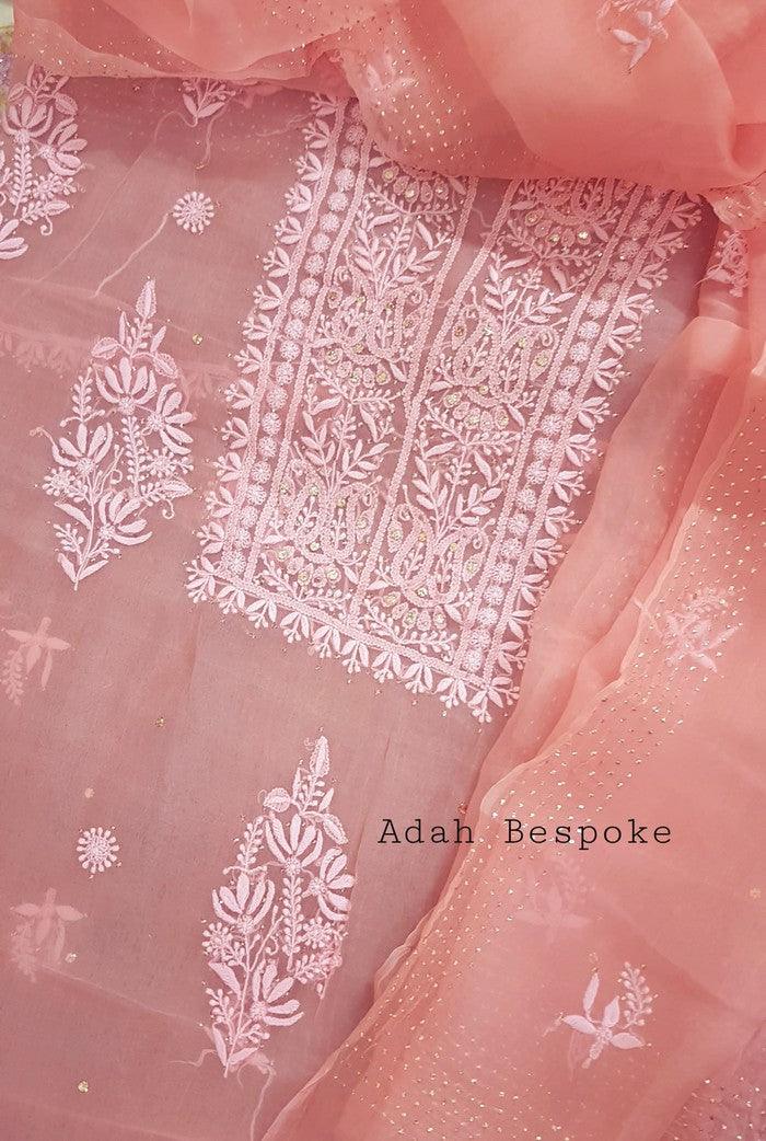 Chikankari Pure Organza Silk ( Kurta & Dupatta ) - Adah Chikankari