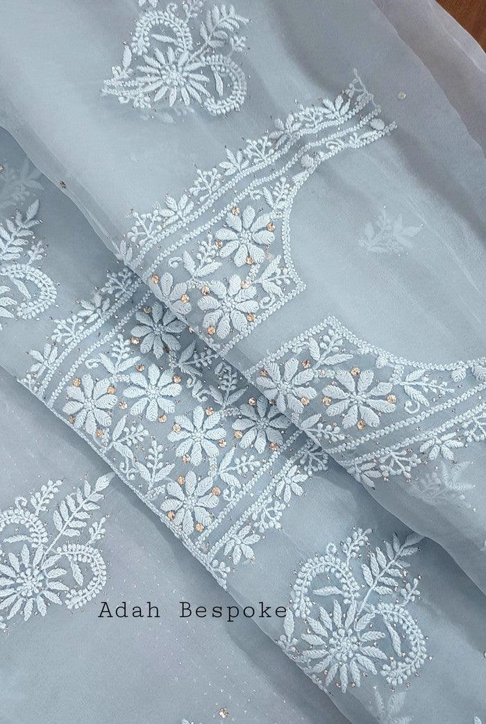 Chikankari Pure Organza Silk ( Kurta & Dupatta ) - Adah Chikankari