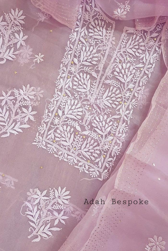 Chikankari Pure Organza Silk ( Kurta & Dupatta )