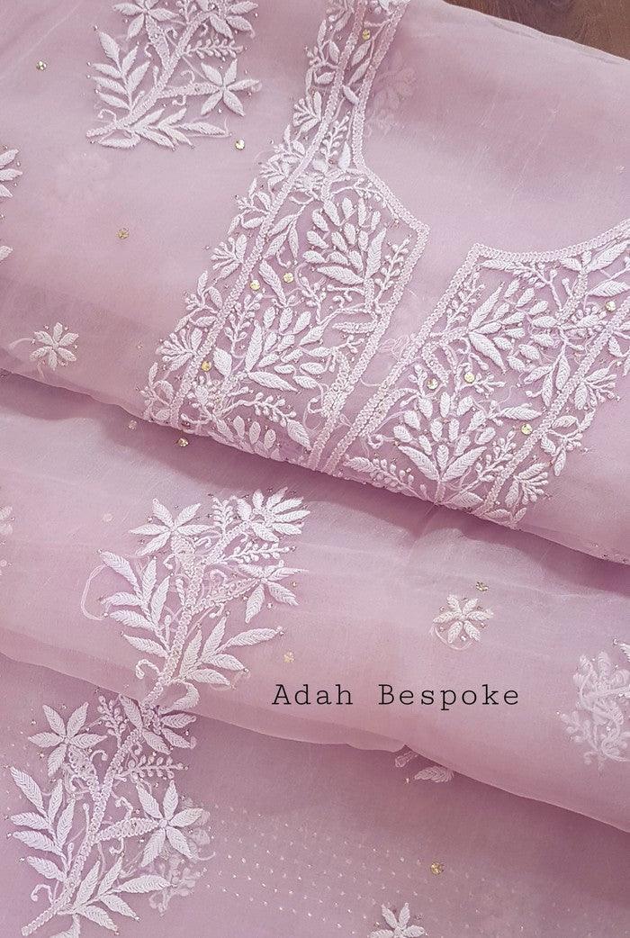 Chikankari Pure Organza Silk ( Kurta & Dupatta )