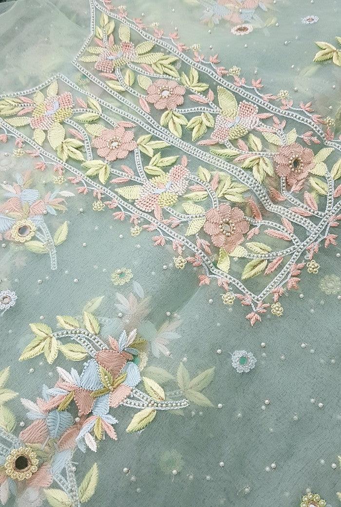 Chikankari Designer Organza Suit - Adah Chikankari