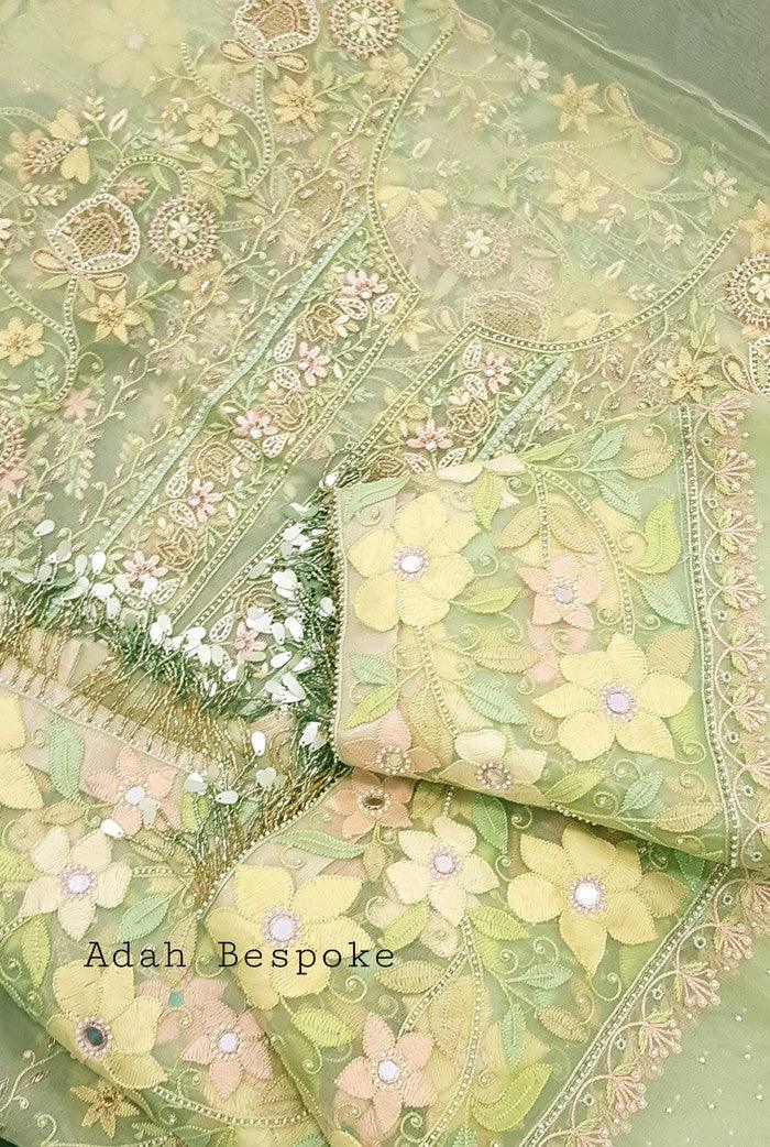 Chikankari Designer Organza Suit - Adah Chikankari