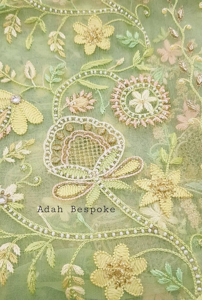 Chikankari Designer Organza Suit - Adah Chikankari