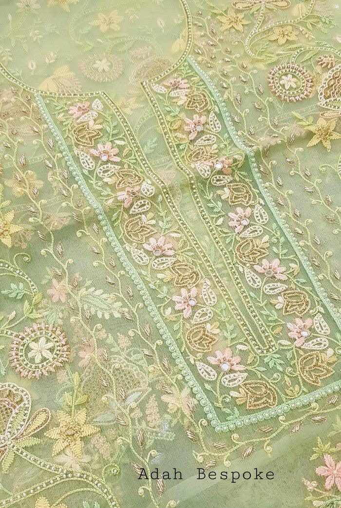Chikankari Designer Organza Suit - Adah Chikankari
