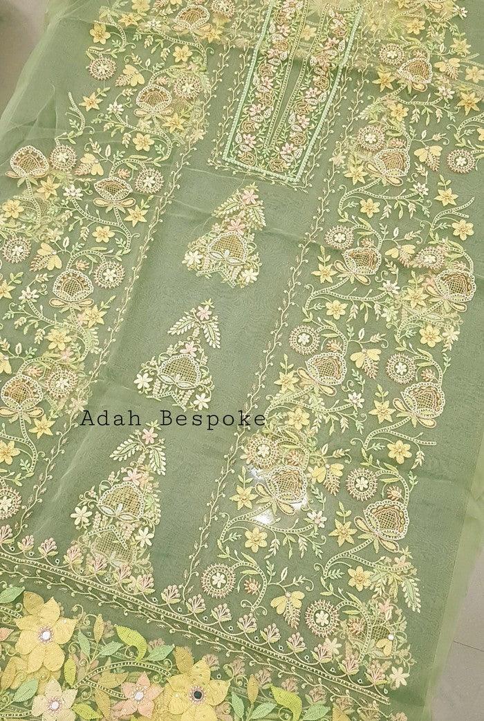 Chikankari Designer Organza Suit - Adah Chikankari