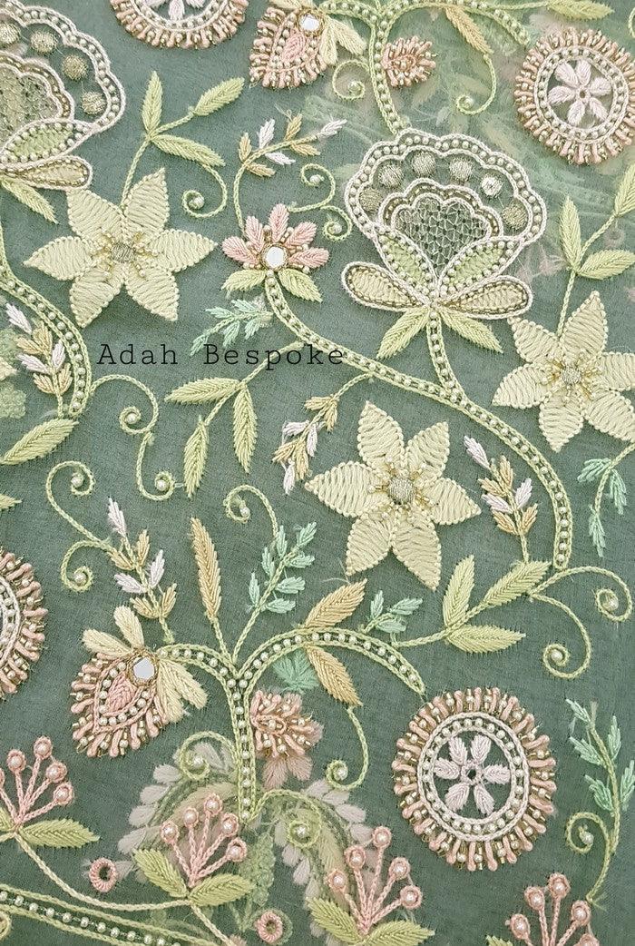 Chikankari Designer Organza Suit - Adah Chikankari