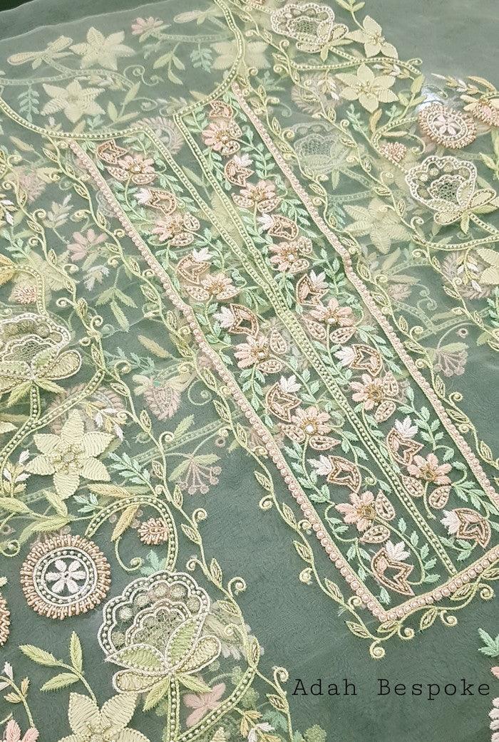 Chikankari Designer Organza Suit - Adah Chikankari