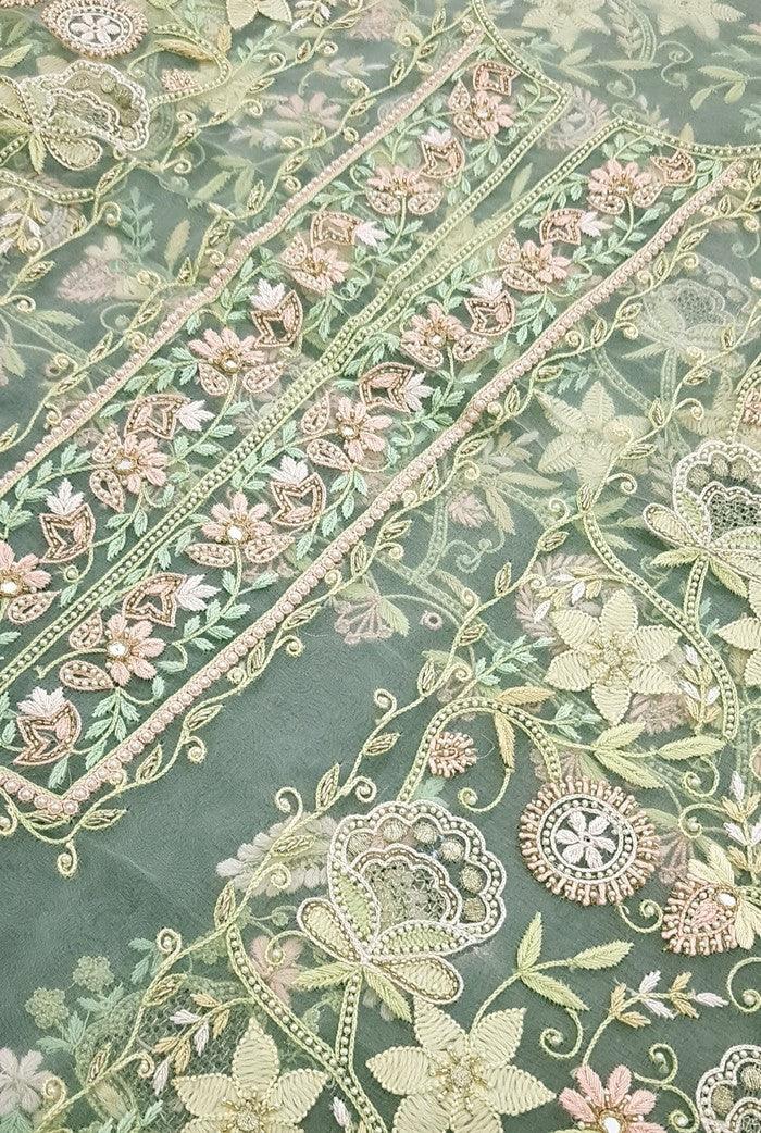 Chikankari Designer Organza Suit - Adah Chikankari
