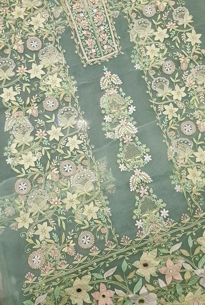 Chikankari Designer Organza Suit - Adah Chikankari