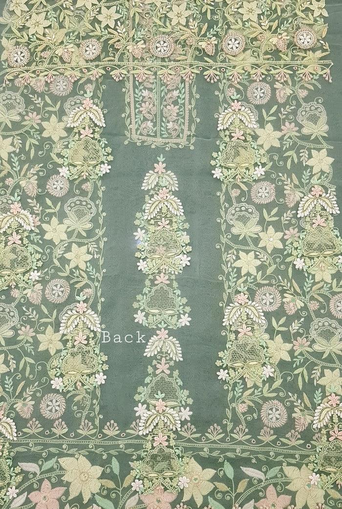 Chikankari Designer Organza Suit - Adah Chikankari