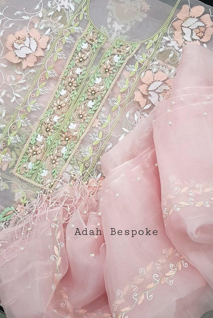 Chikankari Designer Organza Suit - Adah Chikankari