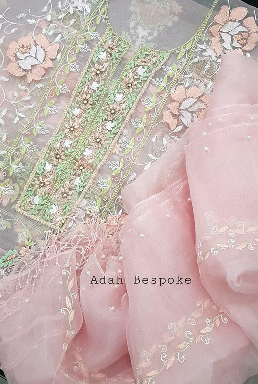 Chikankari Designer Organza Suit - Adah Chikankari