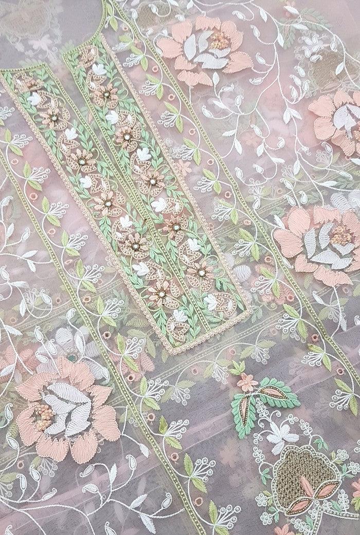 Chikankari Designer Organza Suit - Adah Chikankari