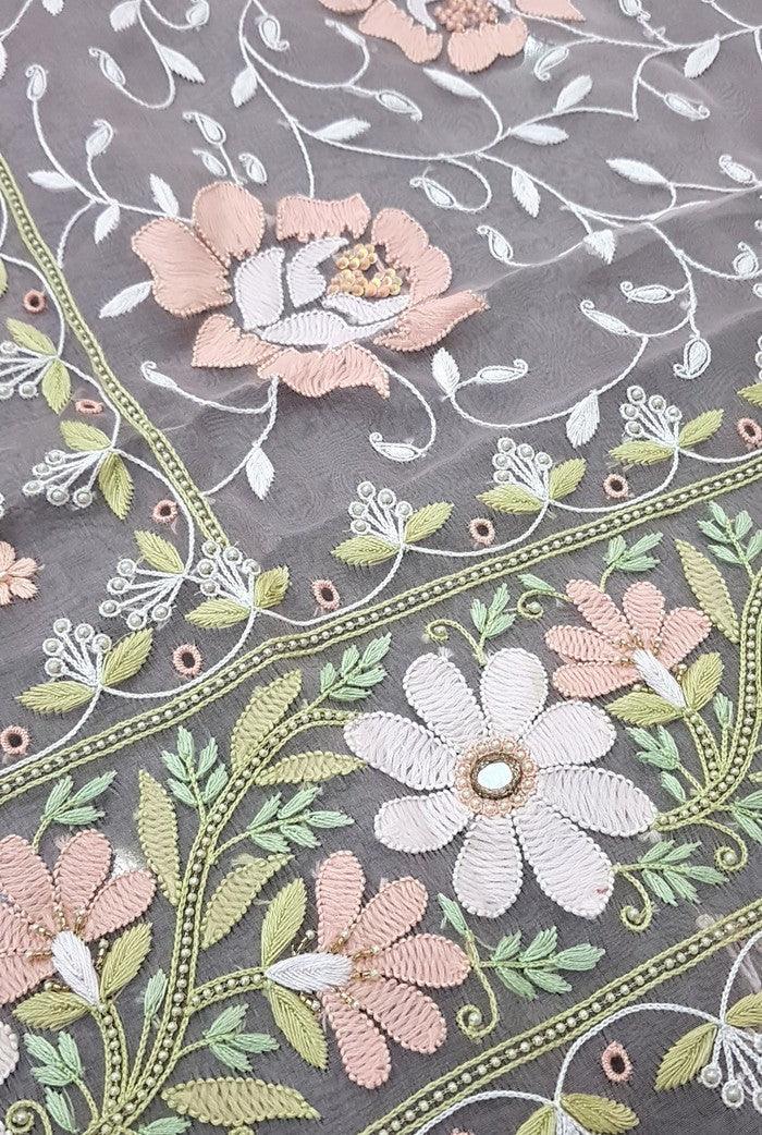Chikankari Designer Organza Suit - Adah Chikankari
