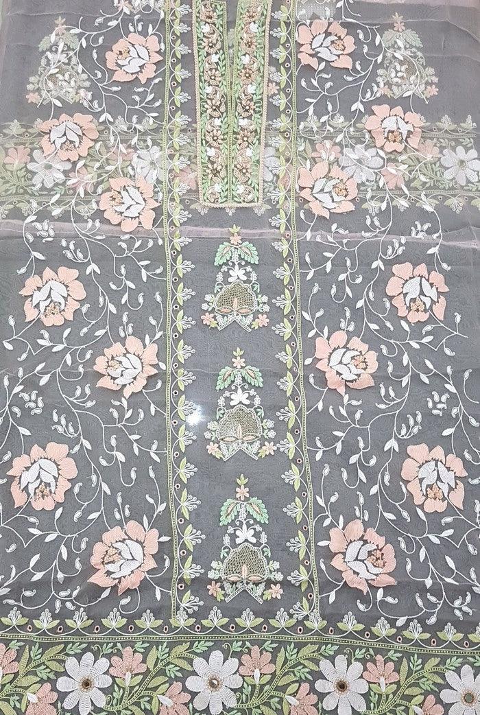 Chikankari Designer Organza Suit - Adah Chikankari