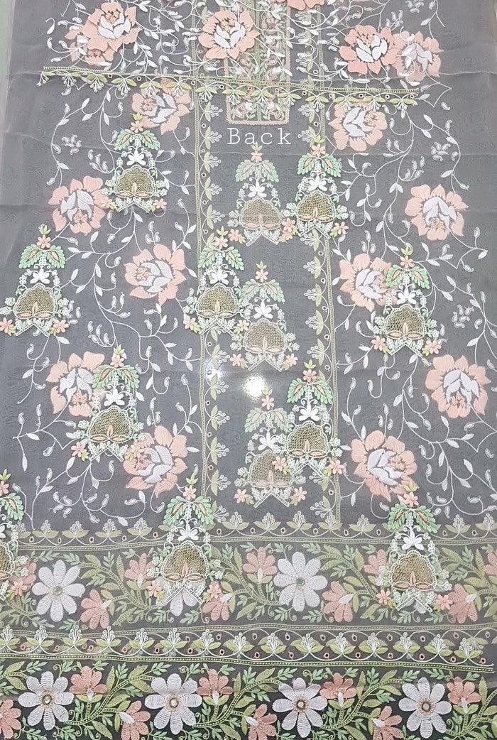 Chikankari Designer Organza Suit - Adah Chikankari