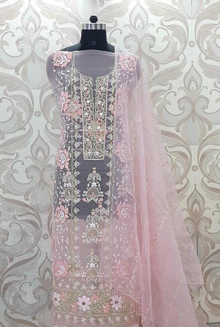 Chikankari Designer Organza Suit - Adah Chikankari