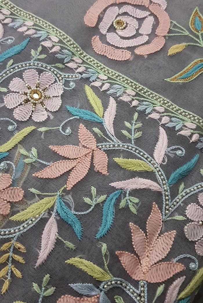 Chikankari Designer Organza Suit - Adah Chikankari