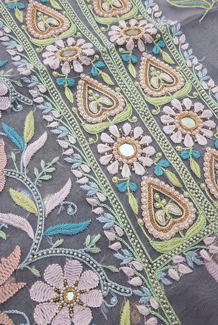 Chikankari Designer Organza Suit - Adah Chikankari