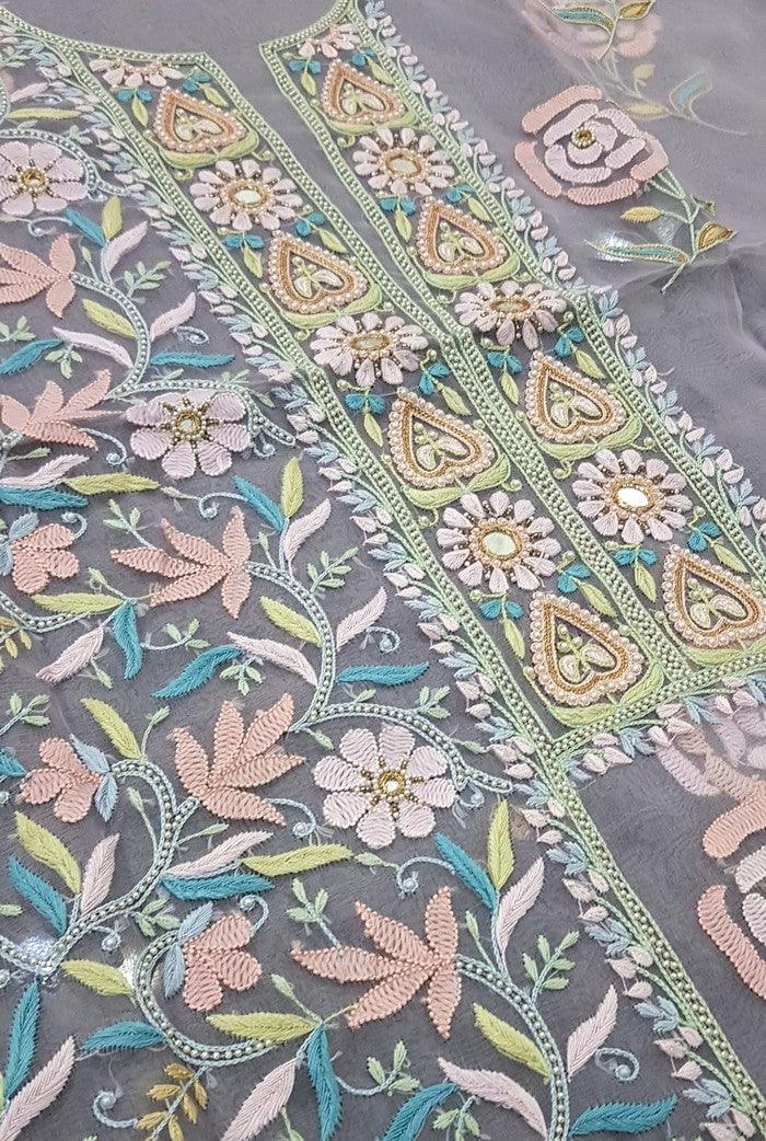 Chikankari Designer Organza Suit - Adah Chikankari
