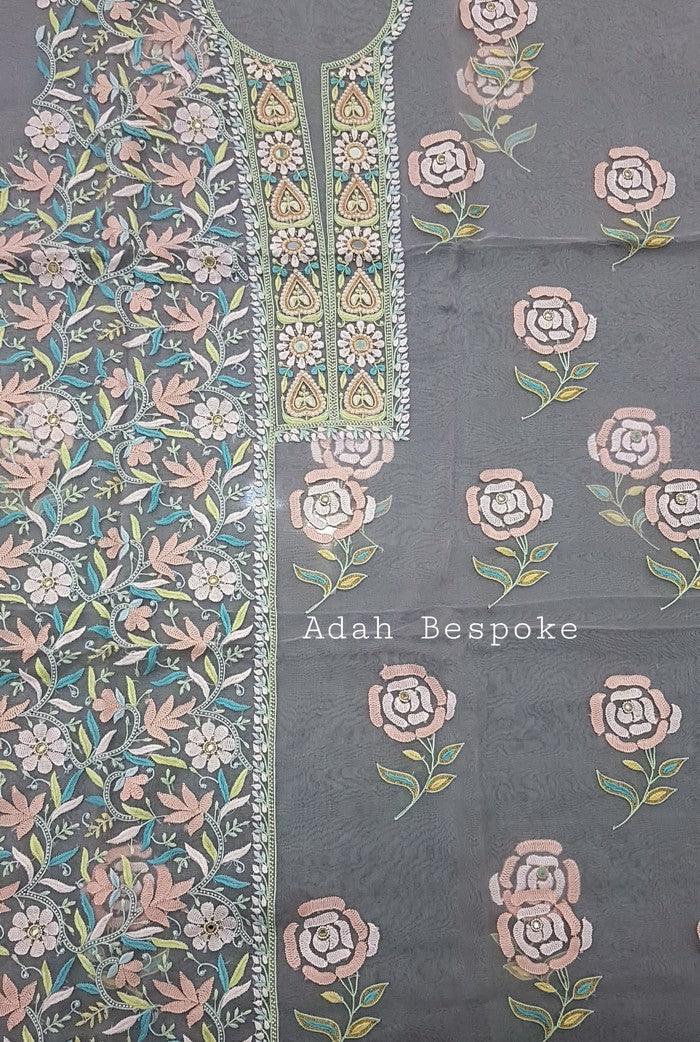 Chikankari Designer Organza Suit - Adah Chikankari