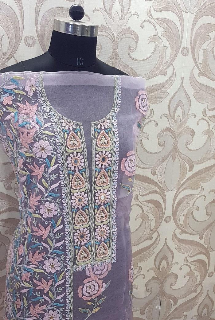 Chikankari Designer Organza Suit - Adah Chikankari