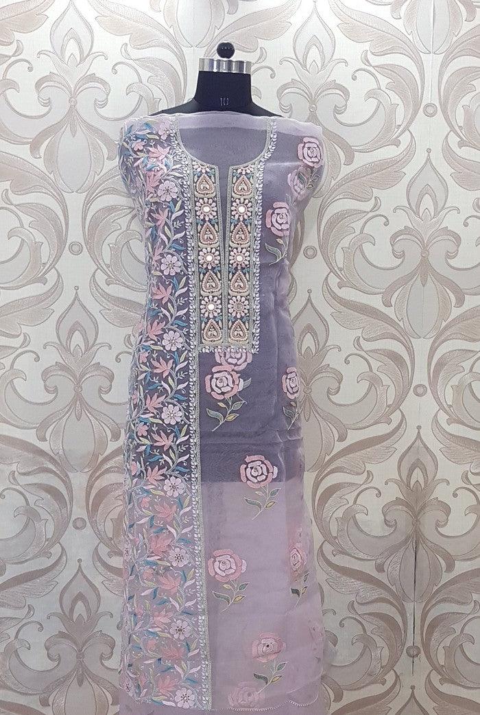 Chikankari Designer Organza Suit - Adah Chikankari